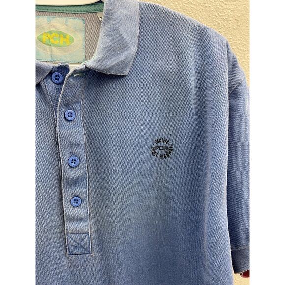 Vintage Mens Shirt Size Medium Pacific Coast Highway Blue Short Sleeve Polo - Picture 2 of 12